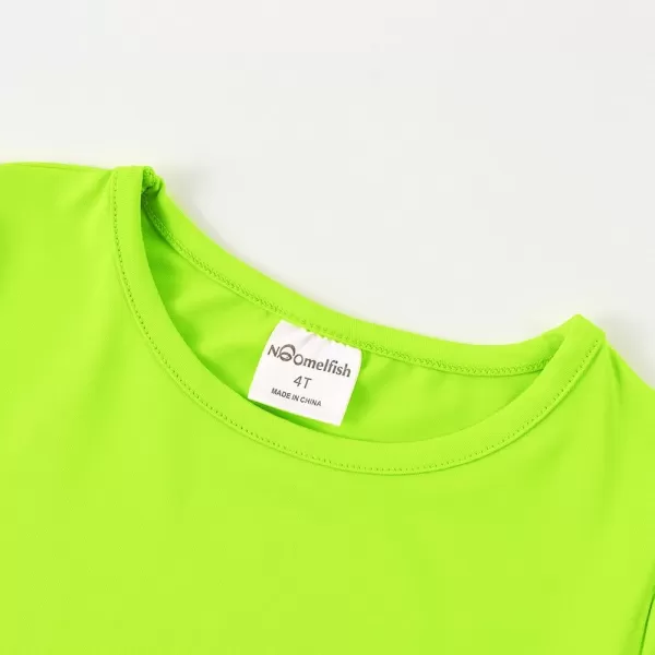 Noomelfish Girls Short Sleeve Scalloped Edge TShirts Casual Cute Summer Tee Tops Blouse 512 YearsNeon Green