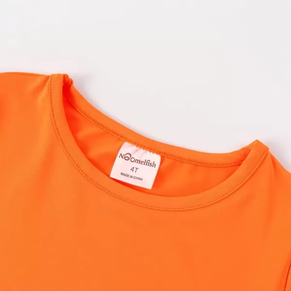Noomelfish Girls Short Sleeve Scalloped Edge TShirts Casual Cute Summer Tee Tops Blouse 512 YearsNeon Orange