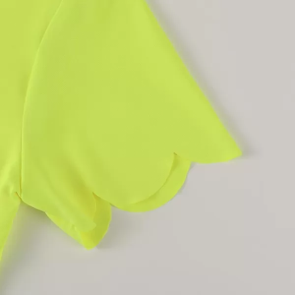 Noomelfish Girls Short Sleeve Scalloped Edge TShirts Casual Cute Summer Tee Tops Blouse 512 YearsNeon Yellow