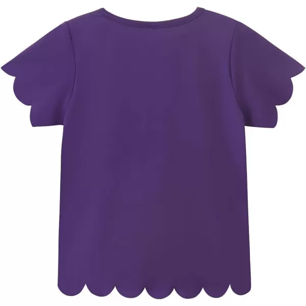 Noomelfish Girls Short Sleeve Scalloped Edge TShirts Casual Cute Summer Tee Tops Blouse 512 YearsPurple