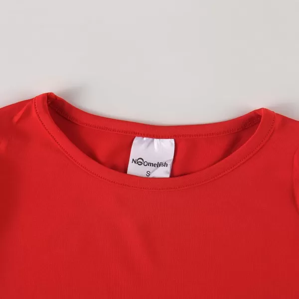 Noomelfish Girls Short Sleeve Scalloped Edge TShirts Casual Cute Summer Tee Tops Blouse 512 YearsRed