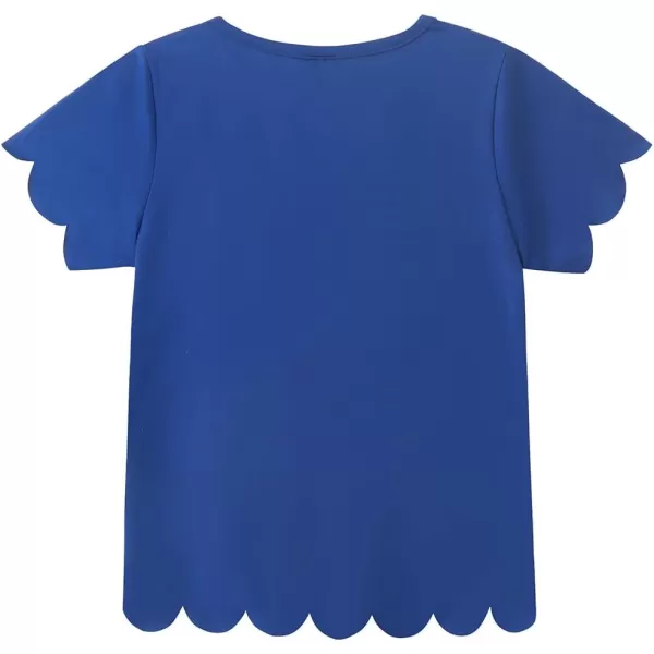 Noomelfish Girls Short Sleeve Scalloped Edge TShirts Casual Cute Summer Tee Tops Blouse 512 YearsRoyal Blue