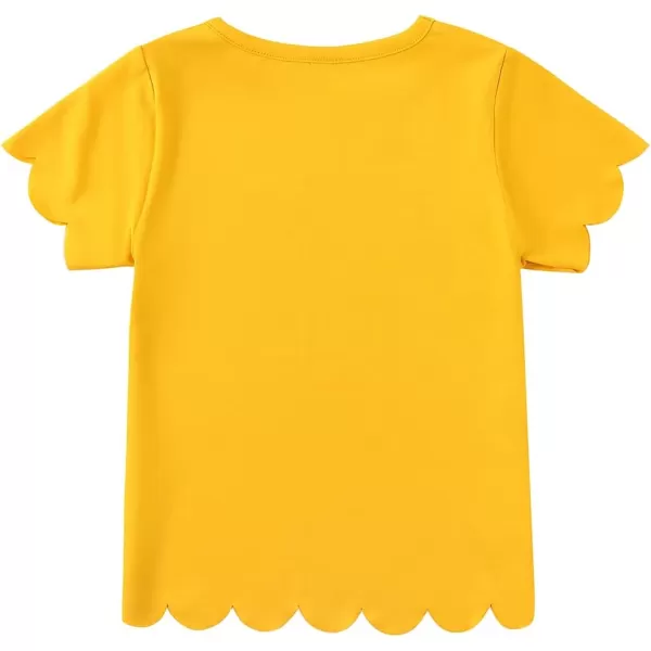 Noomelfish Girls Short Sleeve Scalloped Edge TShirts Casual Cute Summer Tee Tops Blouse 512 YearsYellow