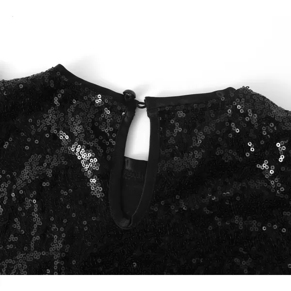 Noomelfish Girls Short Sleeve Sequin Shirts Party Glitter Sparkly Tops Blouse 512 YearsBlack