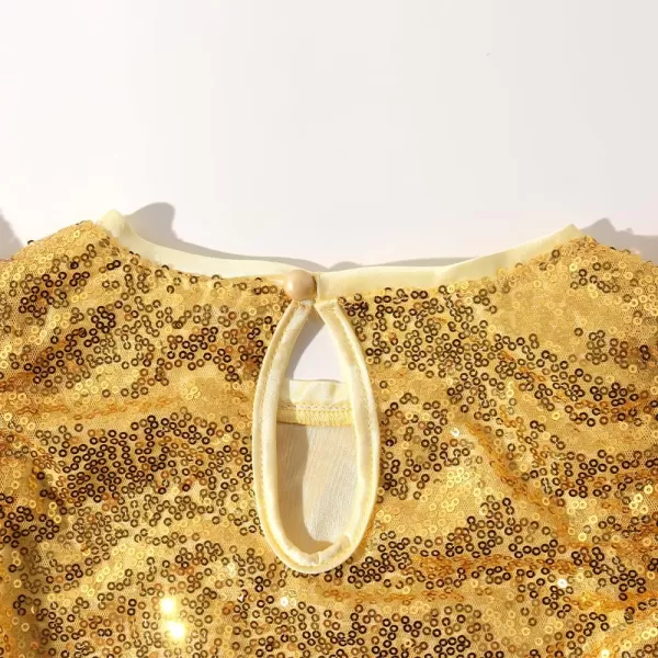 Noomelfish Girls Short Sleeve Sequin Shirts Party Glitter Sparkly Tops Blouse 512 YearsGold