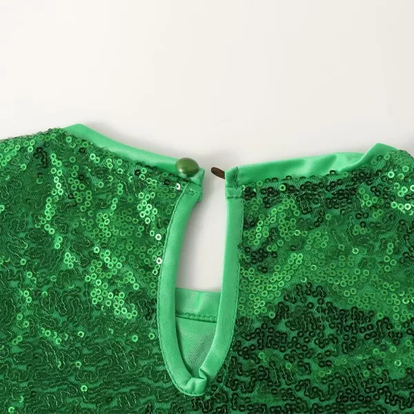 Noomelfish Girls Short Sleeve Sequin Shirts Party Glitter Sparkly Tops Blouse 512 YearsGreen