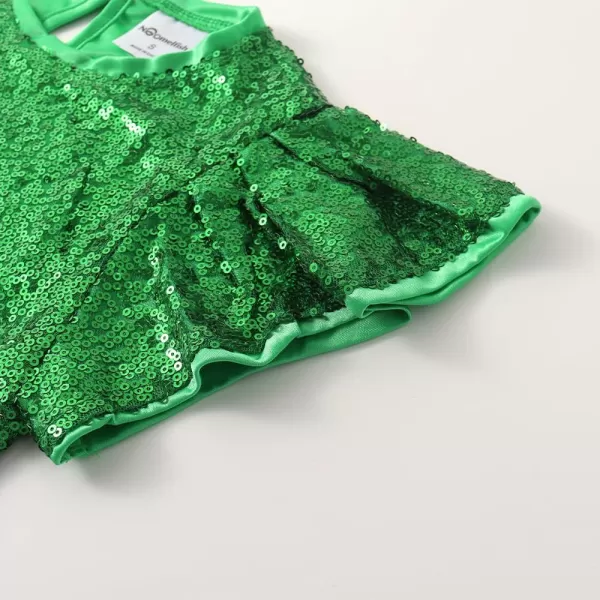 Noomelfish Girls Short Sleeve Sequin Shirts Party Glitter Sparkly Tops Blouse 512 YearsGreen