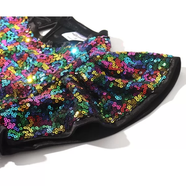 Noomelfish Girls Short Sleeve Sequin Shirts Party Glitter Sparkly Tops Blouse 512 YearsRainbow Black