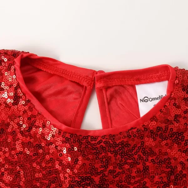 Noomelfish Girls Short Sleeve Sequin Shirts Party Glitter Sparkly Tops Blouse 512 YearsRed