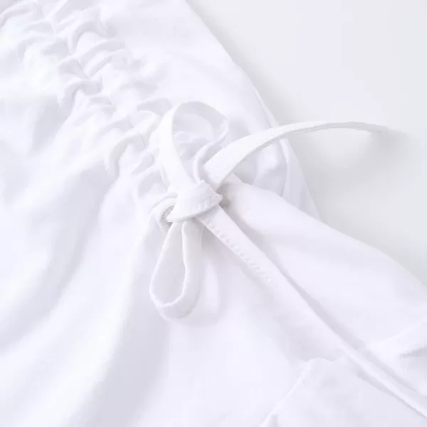 Noomelfish Girls Side Cinched Ruffle Dress Short Sleeve Casual Drawstring Tie Cotton Dresses 412 YearsWhite