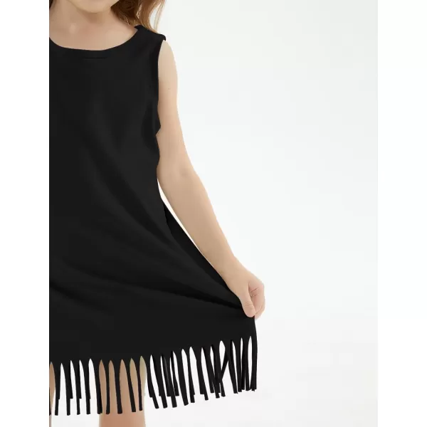 Noomelfish Girls Sleeveless Fringe Dress Cotton Summer Casual Sundress 312 YearsBlack