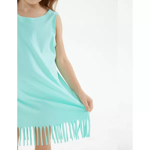 Noomelfish Girls Sleeveless Fringe Dress Cotton Summer Casual Sundress 312 YearsLight Green