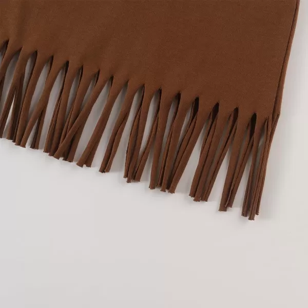 Noomelfish Girls Sleeveless Fringe Dress Cotton Summer Casual Sundress 312 YearsRust Brown