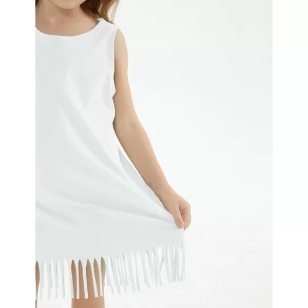 Noomelfish Girls Sleeveless Fringe Dress Cotton Summer Casual Sundress 312 YearsWhite