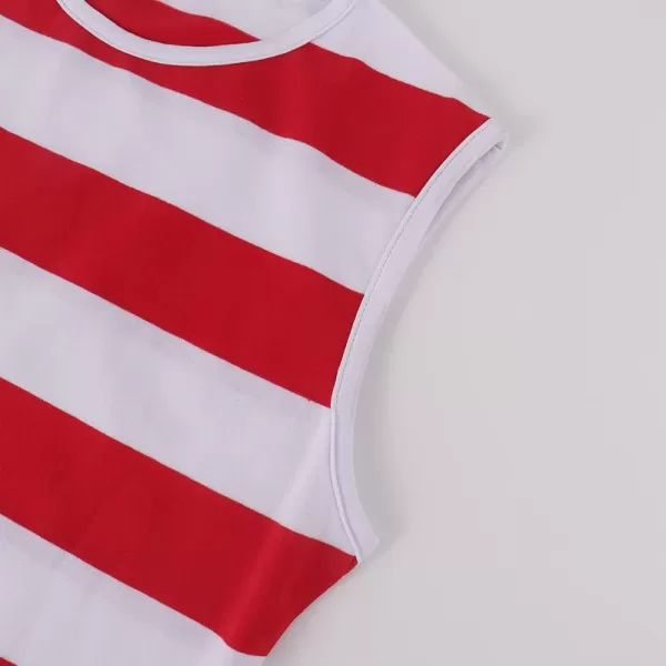 Noomelfish Girls Sleeveless Striped Dress Casual Cotton Tank Dresses with Pockets 312 YearsRed and White Stripe