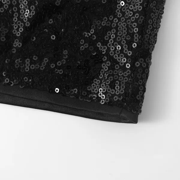 Noomelfish Girls Sparkly Sequin Shorts Elastic Waist Glitter Party Dance Short Pants 512 YearsBlack