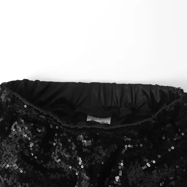 Noomelfish Girls Sparkly Sequin Shorts Elastic Waist Glitter Party Dance Short Pants 512 YearsBlack