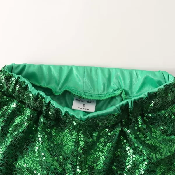 Noomelfish Girls Sparkly Sequin Shorts Elastic Waist Glitter Party Dance Short Pants 512 YearsGreen