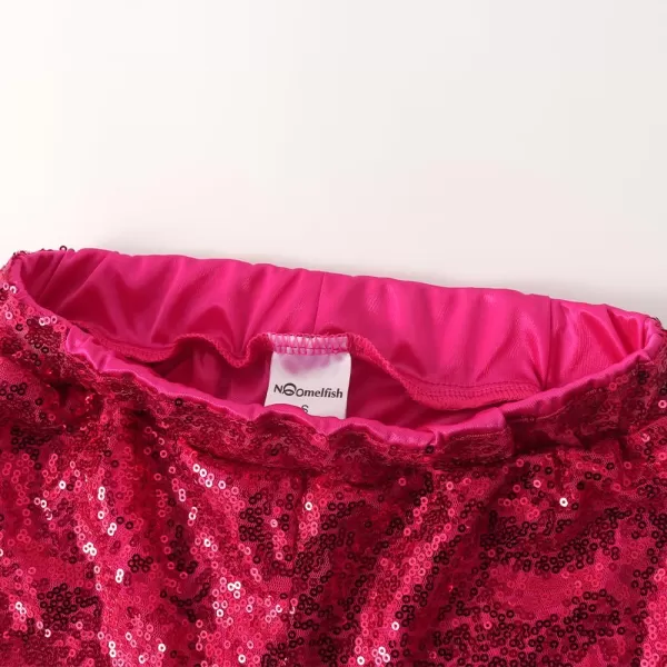 Noomelfish Girls Sparkly Sequin Shorts Elastic Waist Glitter Party Dance Short Pants 512 YearsHot Pink