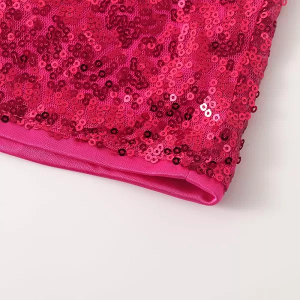 Noomelfish Girls Sparkly Sequin Shorts Elastic Waist Glitter Party Dance Short Pants 512 YearsHot Pink