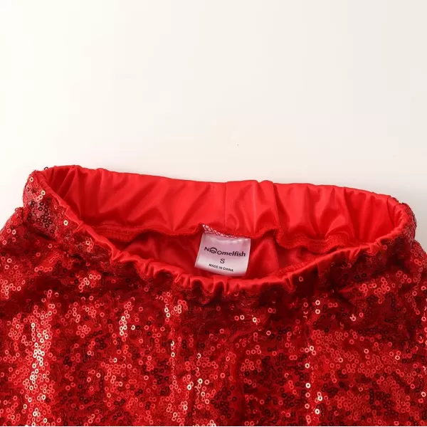 Noomelfish Girls Sparkly Sequin Shorts Elastic Waist Glitter Party Dance Short Pants 512 YearsRed