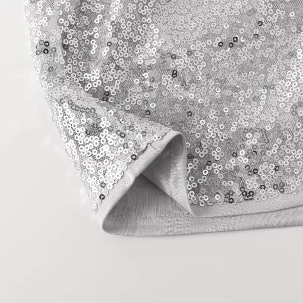 Noomelfish Girls Sparkly Sequin Shorts Elastic Waist Glitter Party Dance Short Pants 512 YearsSilver White