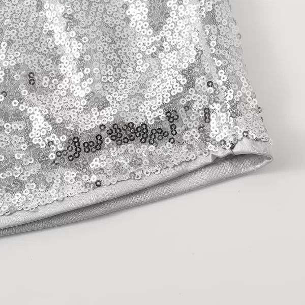 Noomelfish Girls Sparkly Sequin Shorts Elastic Waist Glitter Party Dance Short Pants 512 YearsSilver White