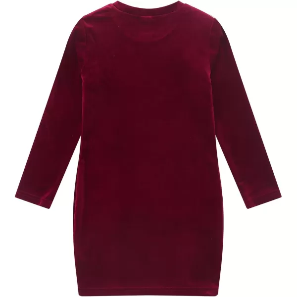 Noomelfish Girls Velvet Bodycon Dress Long Sleeve Fancy Party Pencil Dresses 512 YearsBurgundy