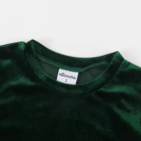 Noomelfish Girls Velvet Bodycon Dress Long Sleeve Fancy Party Pencil Dresses 512 YearsDark Green