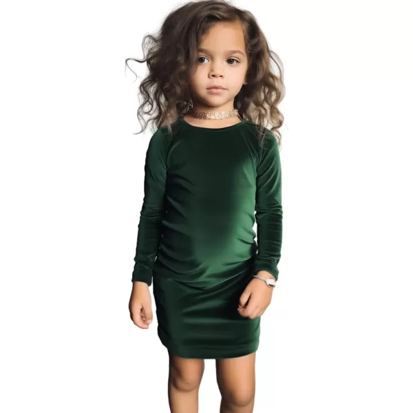 Noomelfish Girls Velvet Bodycon Dress Long Sleeve Fancy Party Pencil Dresses 512 YearsWhite