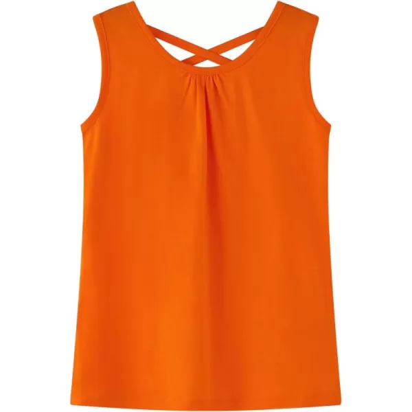 Noomelfish Girls Criss Cross Back Tank Tops Soft Jersey Cotton sleeveless shirts 312 YearsOrange