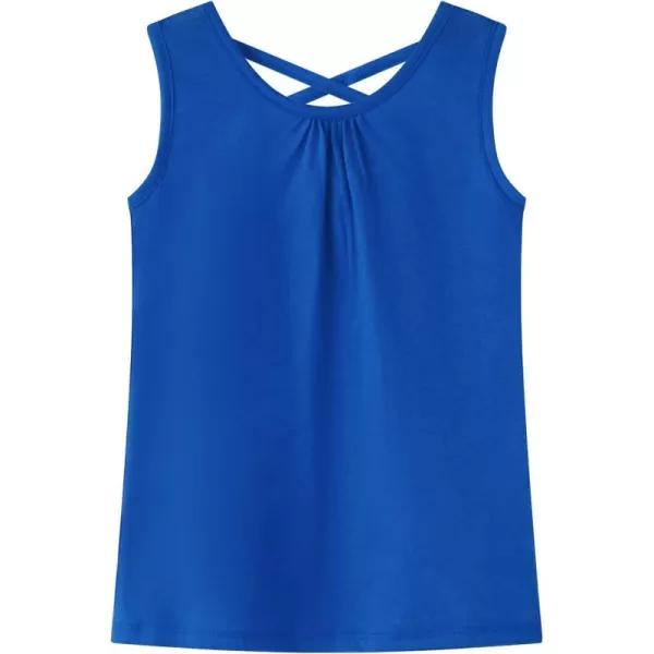 Noomelfish Girls Criss Cross Back Tank Tops Soft Jersey Cotton sleeveless shirts 312 YearsRoyal Blue