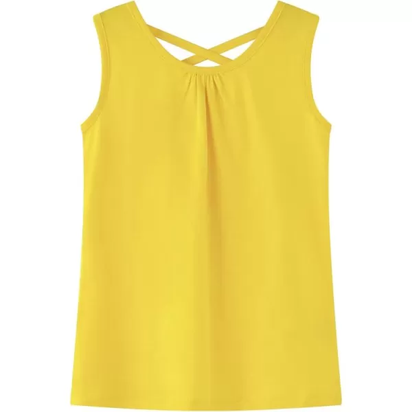 Noomelfish Girls Criss Cross Back Tank Tops Soft Jersey Cotton sleeveless shirts 312 YearsYellow