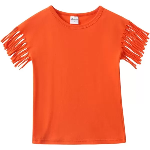 Noomelfish Girls Fringe Sleeve TShirts Tassel Casual Summer Tee Tops 512 YearsOrange