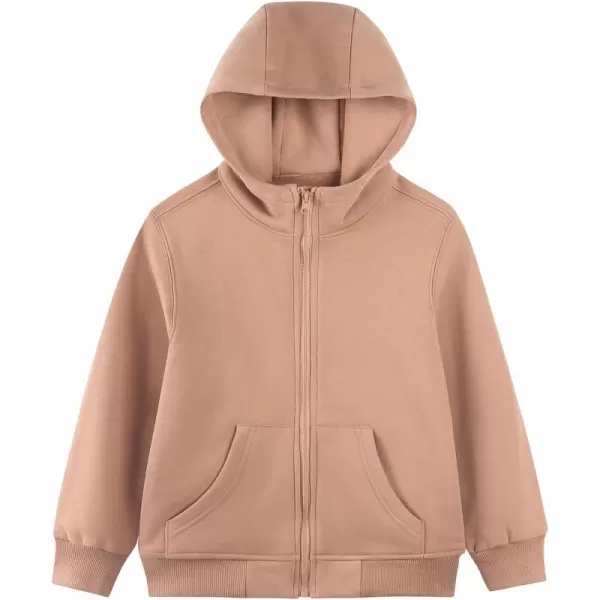 Noomelfish Girls Full Zip Up Hoodies Mock Neck Midweight Fleece Hooded Sweatshirt Jacket 512 YearsPink Nude