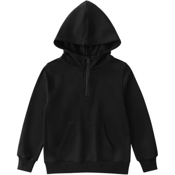 Noomelfish Girls Half Zip Hoodies Mock Neck Pullover Hooded Sweatshirts with Pockets 512 YearsBlack