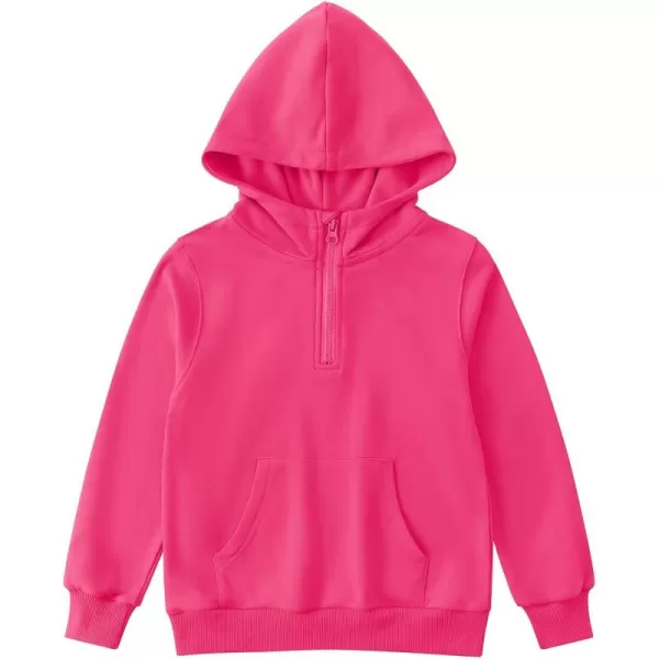 Noomelfish Girls Half Zip Hoodies Mock Neck Pullover Hooded Sweatshirts with Pockets 512 YearsHot Pink