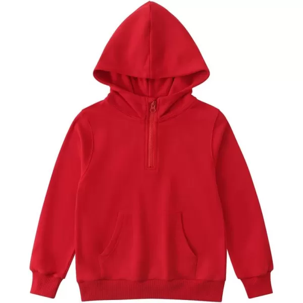 Noomelfish Girls Half Zip Hoodies Mock Neck Pullover Hooded Sweatshirts with Pockets 512 YearsRed