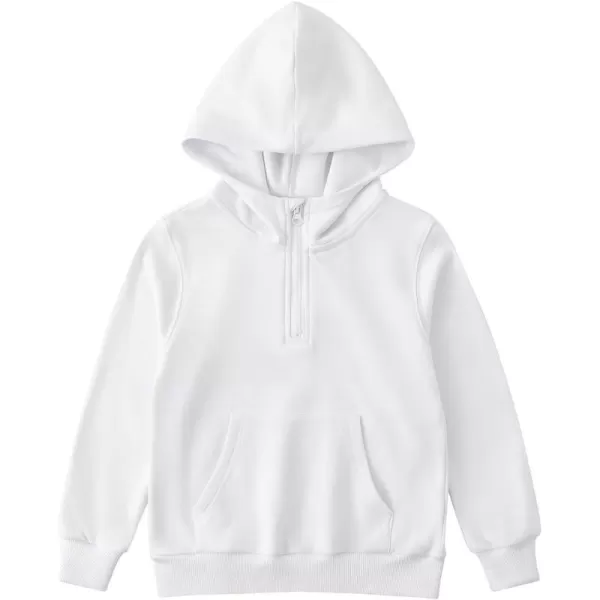 Noomelfish Girls Half Zip Hoodies Mock Neck Pullover Hooded Sweatshirts with Pockets 512 YearsWhite