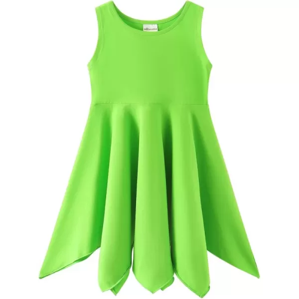 Noomelfish Girls Handkerchief Hem Twirl Dress Summer Cotton Sleeveless Skater Sundress 312 YearsGreen
