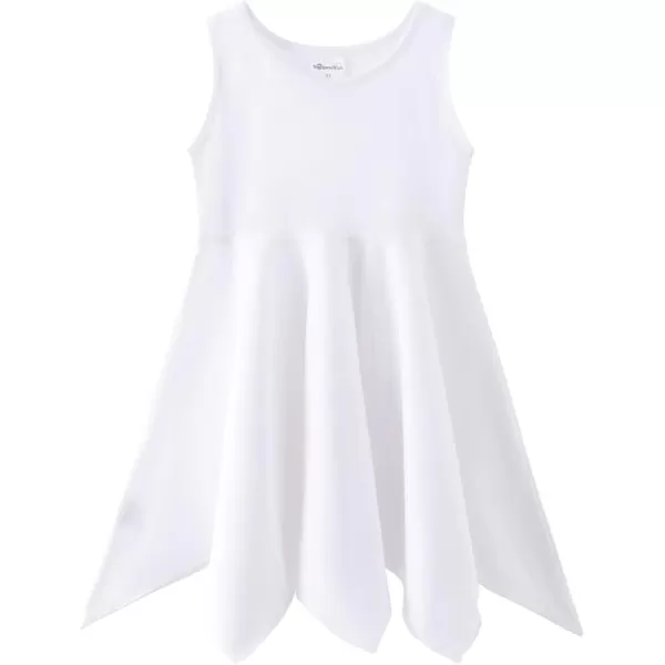Noomelfish Girls Handkerchief Hem Twirl Dress Summer Cotton Sleeveless Skater Sundress 312 YearsWhite