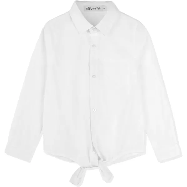 Noomelfish Girls Long Sleeve Button Down Shirt Tie Front Blouse Tops 512 YearsWhite
