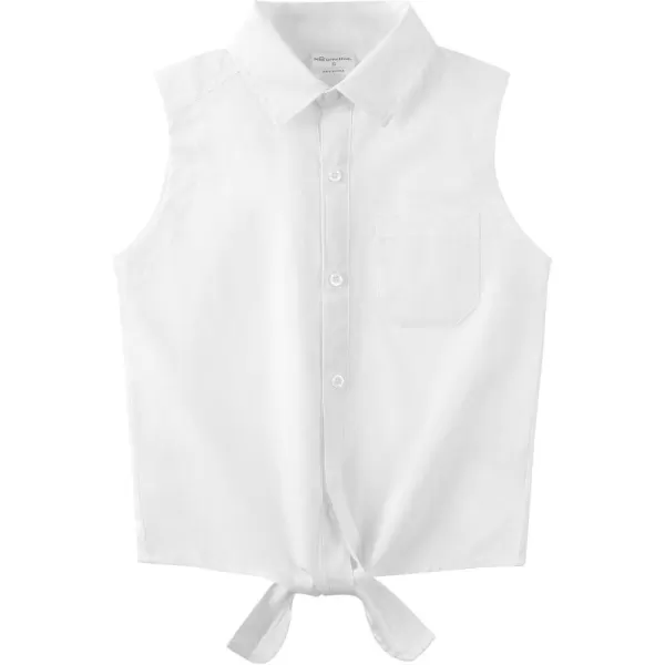 Noomelfish Girls Plaid Sleeveless Button Down Shirt Tie Knot Blouse Tank Tops 512 YearsWhite