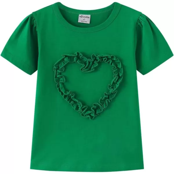 Noomelfish Girls Ruffle Heart TShirts Cute Short Sleeve Tee Tops 312 YearsGreensolid