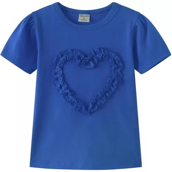 Noomelfish Girls Ruffle Heart TShirts Cute Short Sleeve Tee Tops 312 YearsRoyal Blue