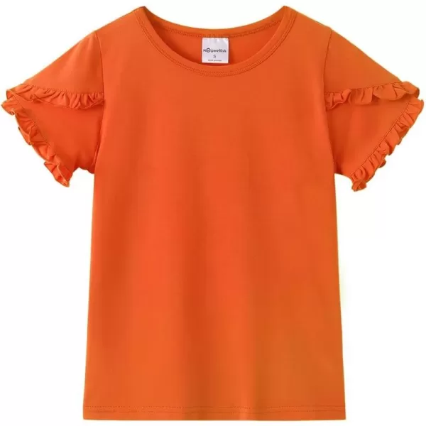 Noomelfish Girls Ruffle Short Sleeve TShirts Summer Casual Tee Tops Blouse 512 YearsOrange