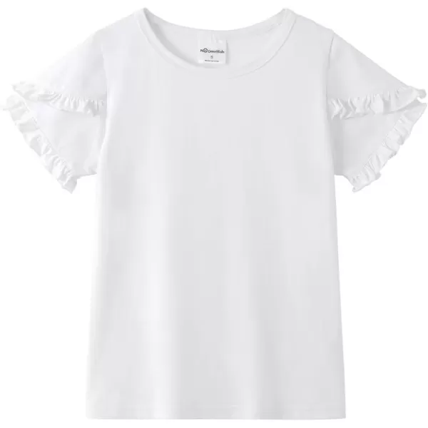 Noomelfish Girls Ruffle Short Sleeve TShirts Summer Casual Tee Tops Blouse 512 YearsWhite