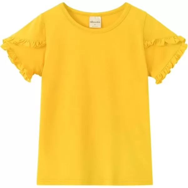 Noomelfish Girls Ruffle Short Sleeve TShirts Summer Casual Tee Tops Blouse 512 YearsYellow