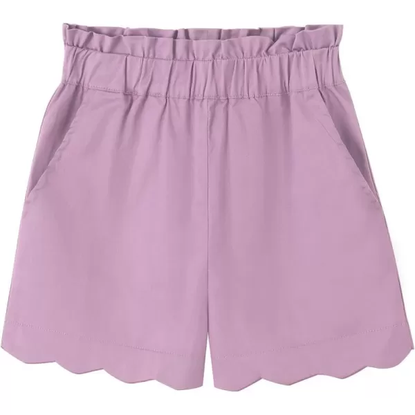 Noomelfish Girls Scalloped Stretch Twill Pull On Shorts with Pockets 512 YearsLight Purple
