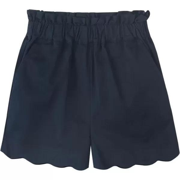 Noomelfish Girls Scalloped Stretch Twill Pull On Shorts with Pockets 512 YearsNavy Blue